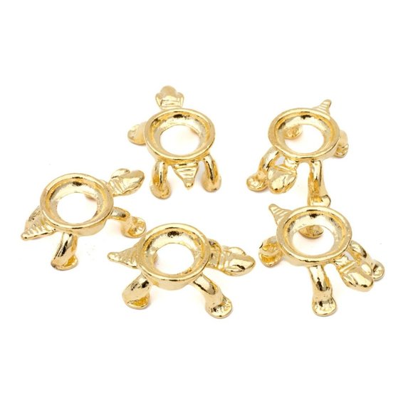 Mini Gold Tone Turtle Display Stand Gemstone Eggs Spheres Marbles Ball Holders - Picture 9 of 10